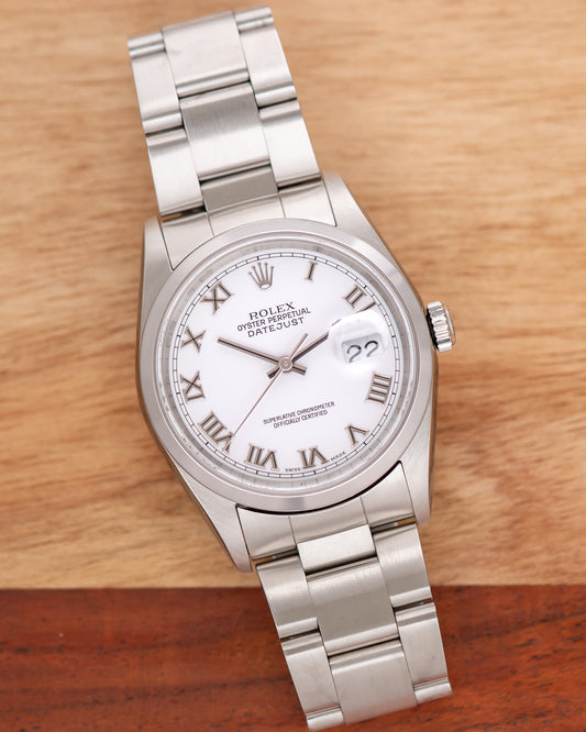 Rolex Datejust White Roman Dial 16200 Full Collectors Set