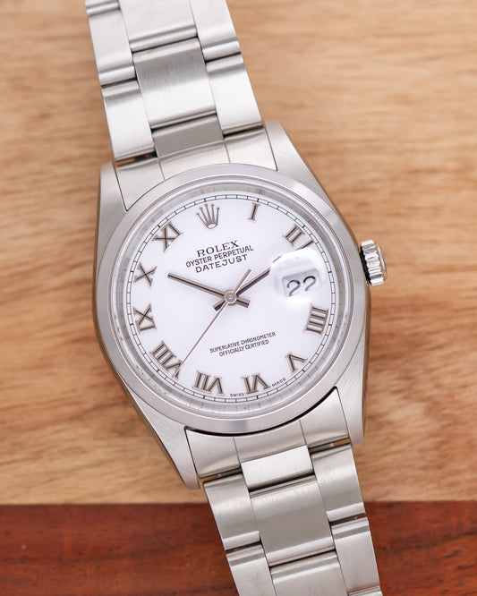 Rolex Datejust White Roman Dial 16200 Full Collectors Set
