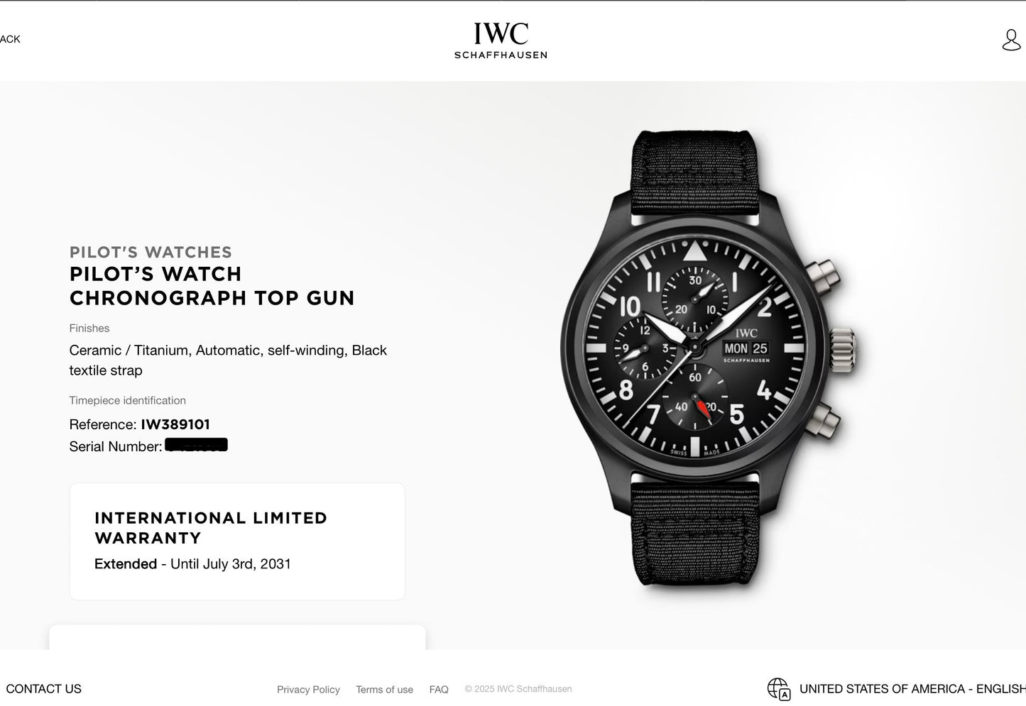IWC Pilot Flyback Chronograph Top Gun IW389101