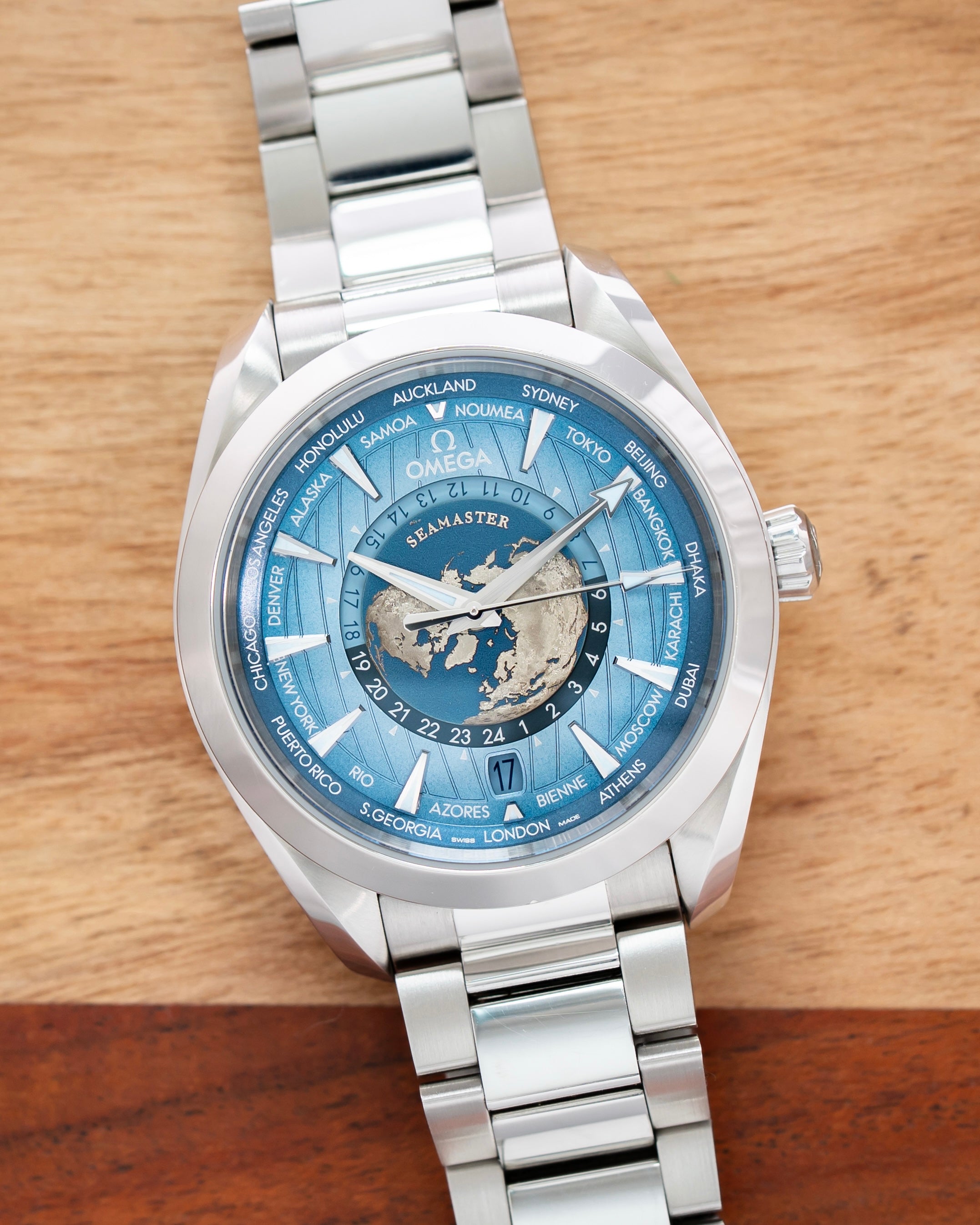 Omega Seamaster Aqua Terra Worldtimer Summer Blue – cubexwatches