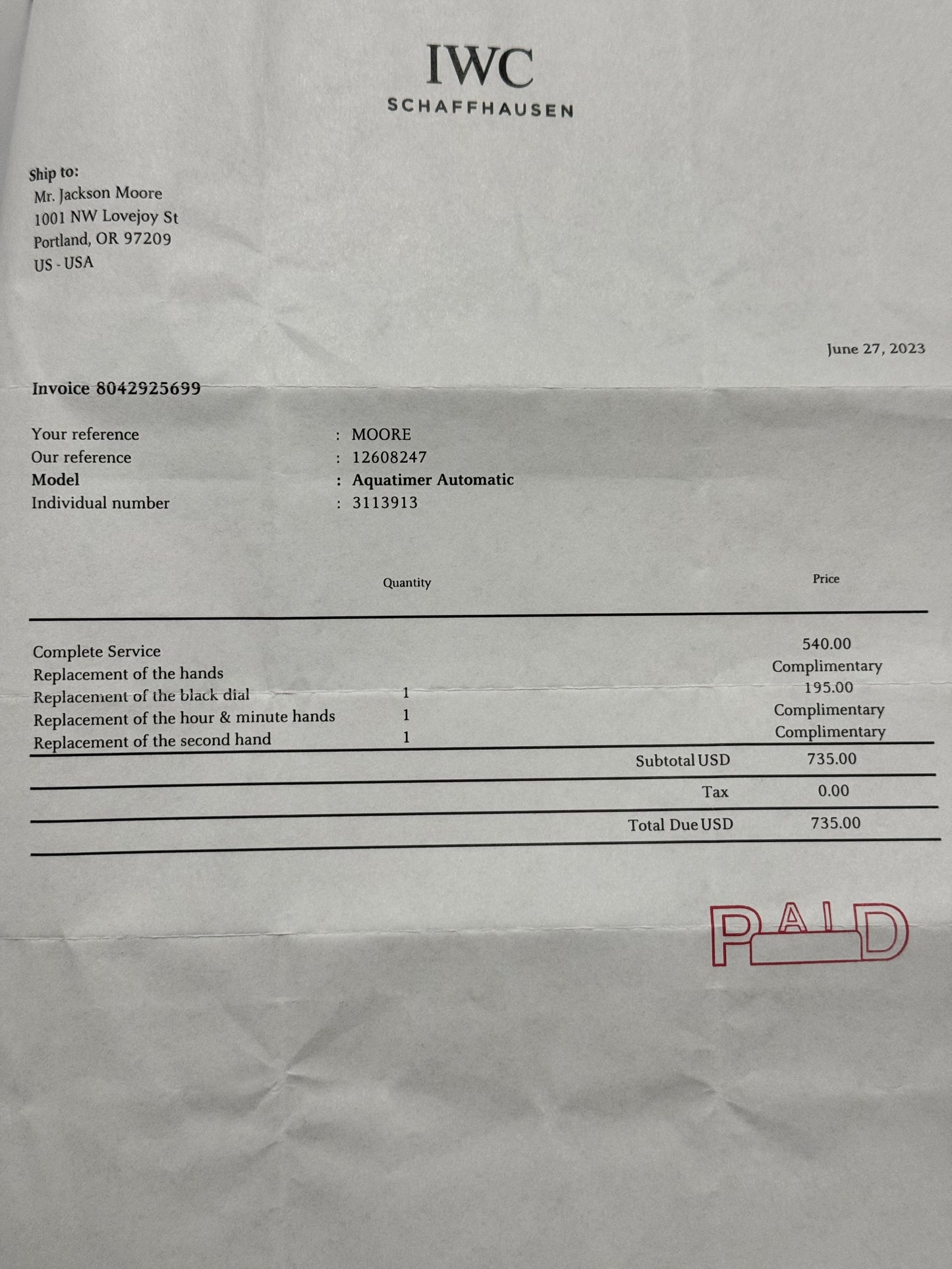 IWC Aquatimer Automatic IW3548